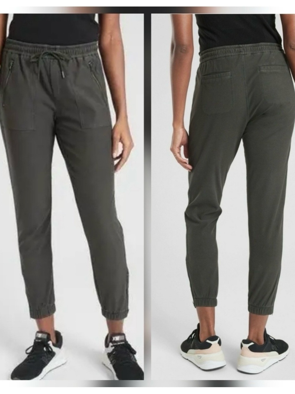 Athleta Farallon Jogger Pants Cypress Green Cotton‎ Stretch Drawstring Sz 4